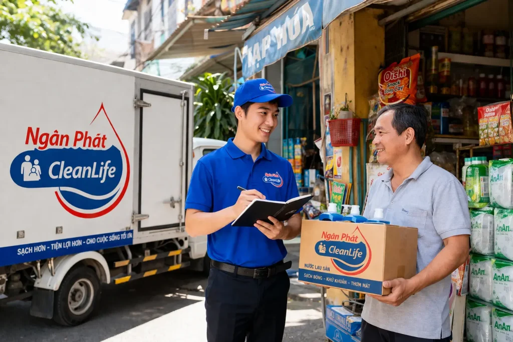 Ngan-phat-staf Nhân viên Ngân Phát CleanLife giao hàng